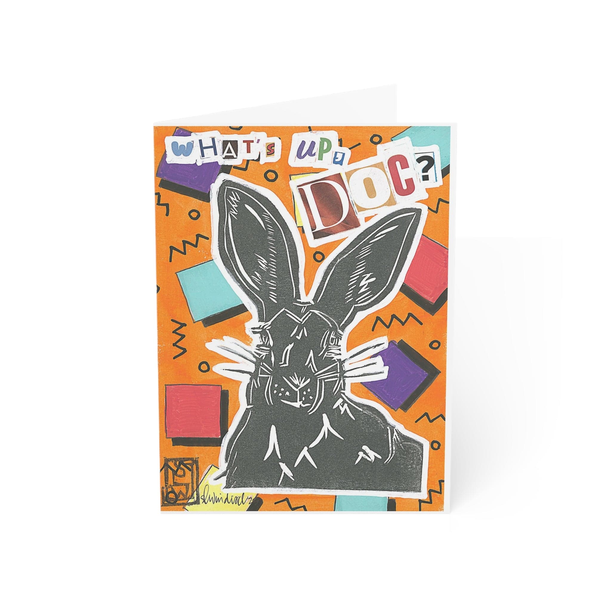 Printify Paper products 5" x 7" (Vertical) / Coated (one side) / 1 pc "Catchphrase Hare" Greeting Cards (1, 10, 30, and 50pcs)