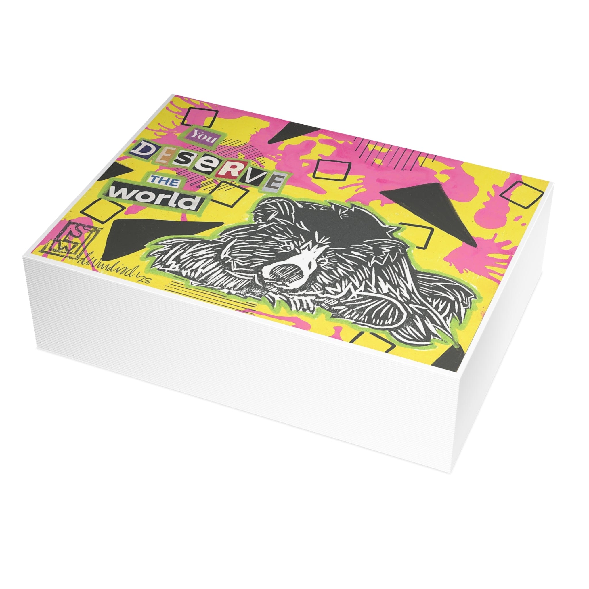 Printify Paper products 7" x 5" (Horizontal) / Coated (one side) / 50 pcs "Affirmation Bear" Greeting Cards (1, 10, 30, and 50 pcs)