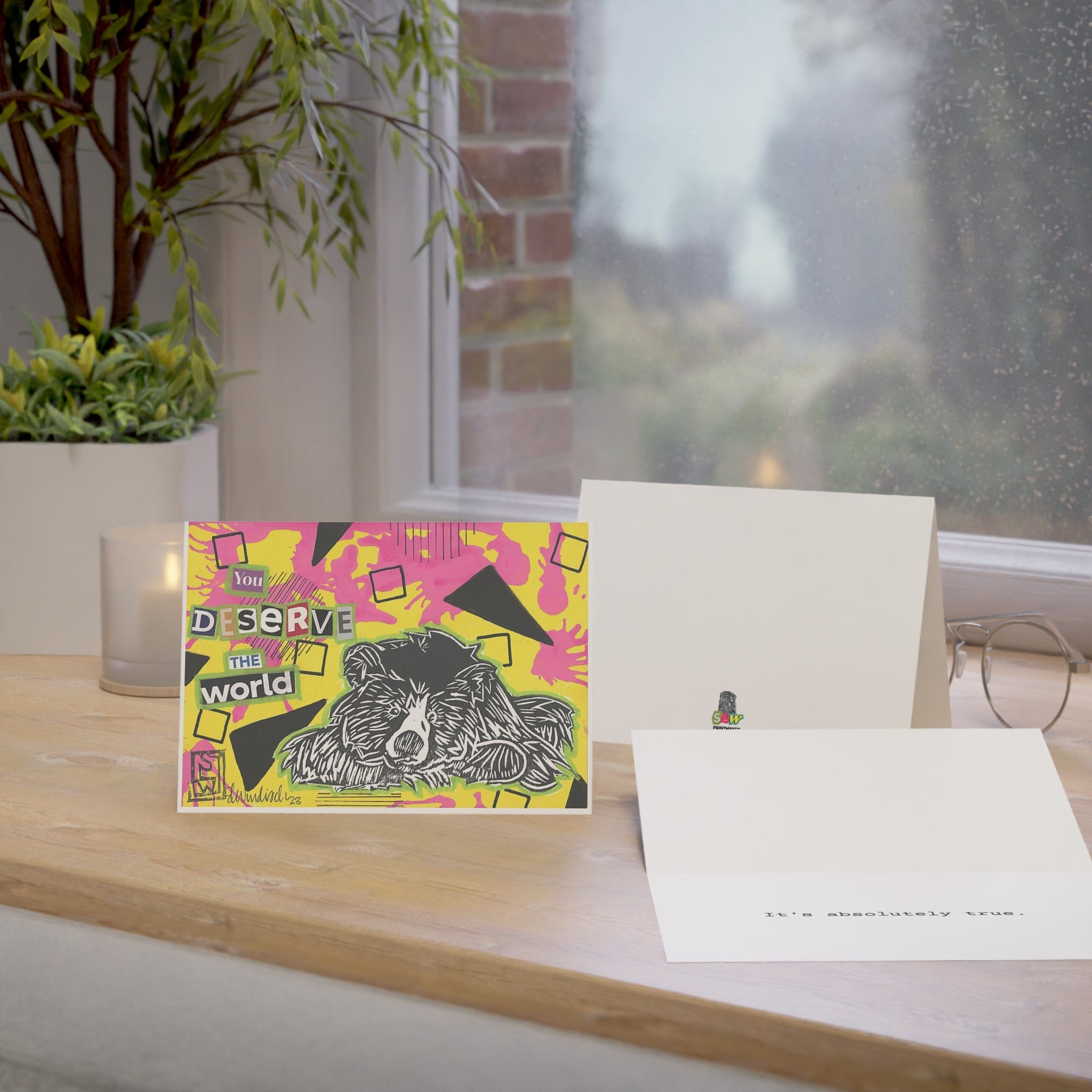 Printify Paper products "Affirmation Bear" Greeting Cards (1, 10, 30, and 50 pcs)