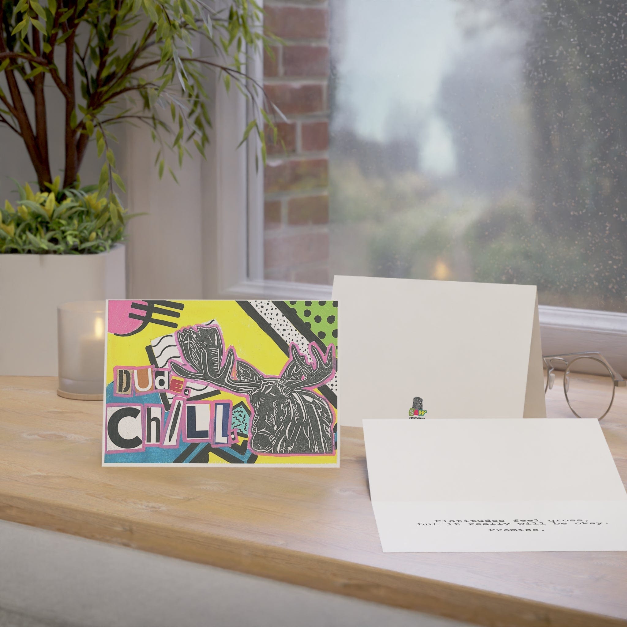 Printify Paper products "Moose Says Relax" Greeting Cards (1, 10, 30, and 50 pcs)