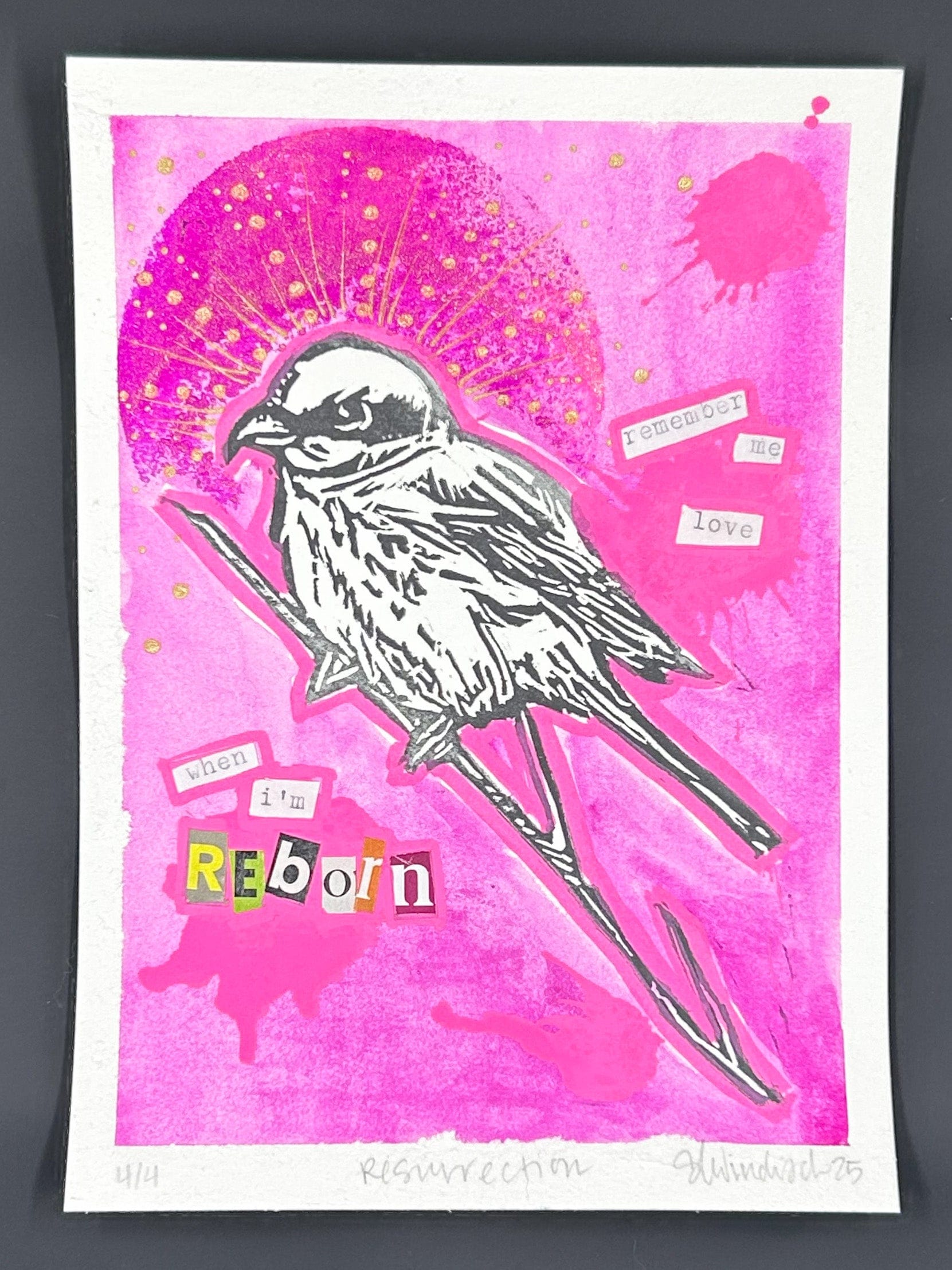 Sarah Louise Windisch | Printmaker Pink "Resurrection" – Linocut & Collage