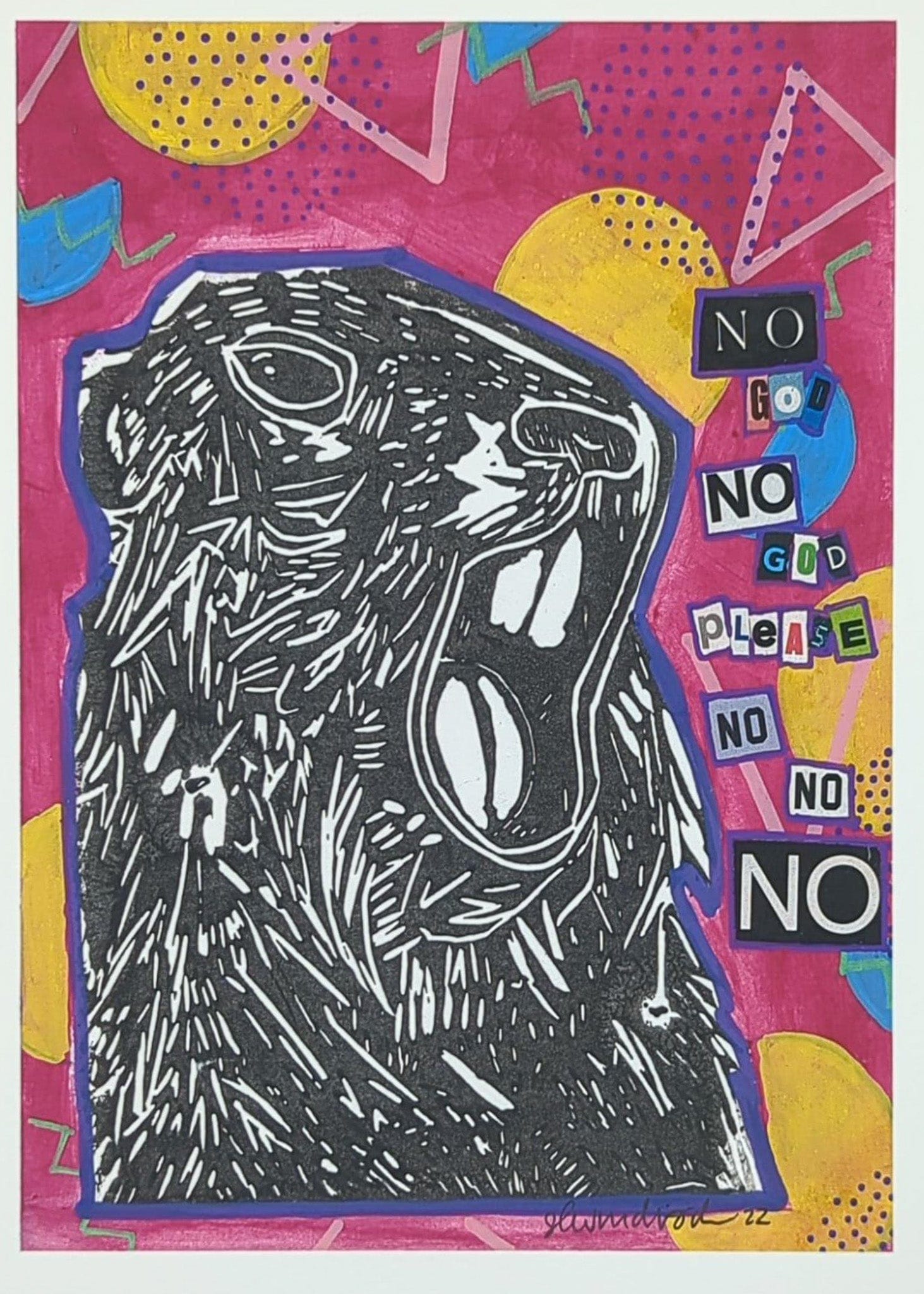 Sarah Louise Windisch | Printmaker Original Artwork Angry Marmot #3 - Michael Scott Original Artwork - Angry Animals Series