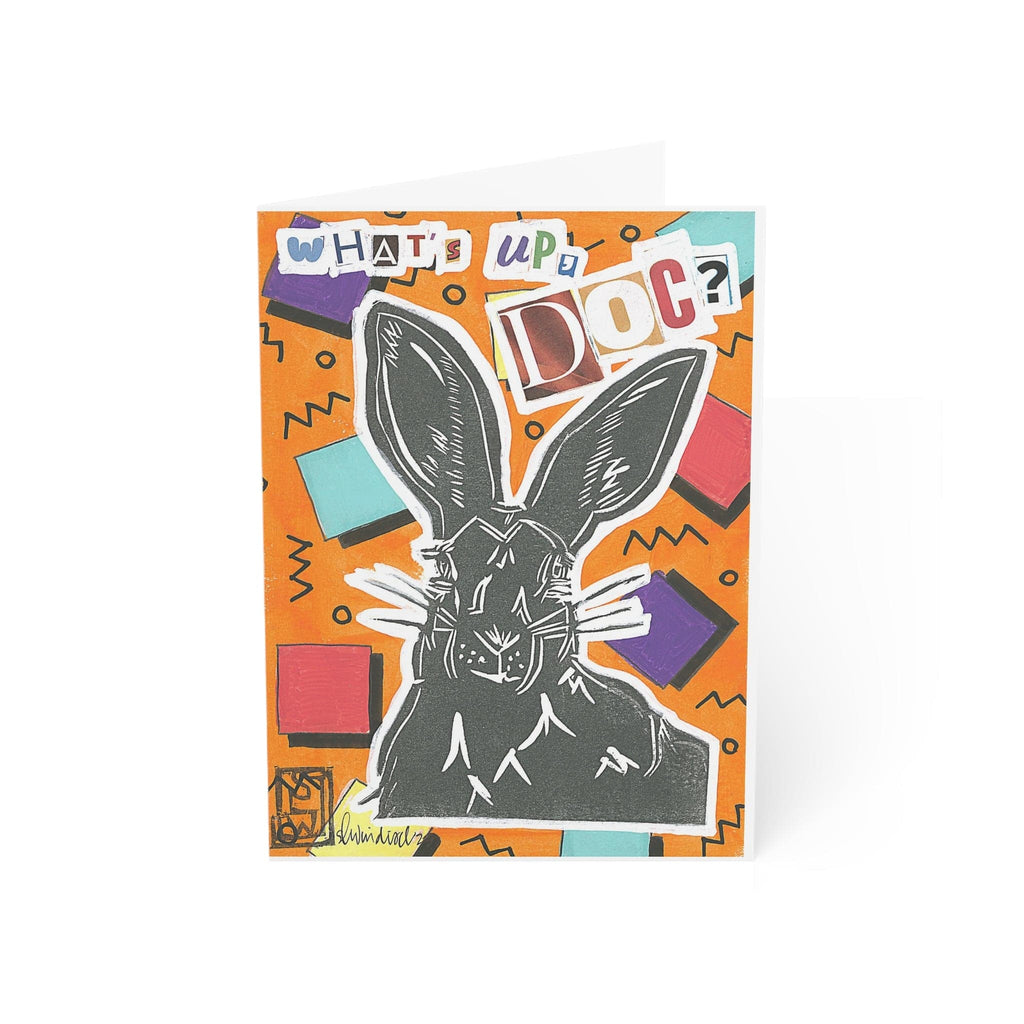Printify Paper products 5" x 7" (Vertical) / Coated (one side) / 1 pc "Catchphrase Hare" Greeting Cards (1, 10, 30, and 50pcs)