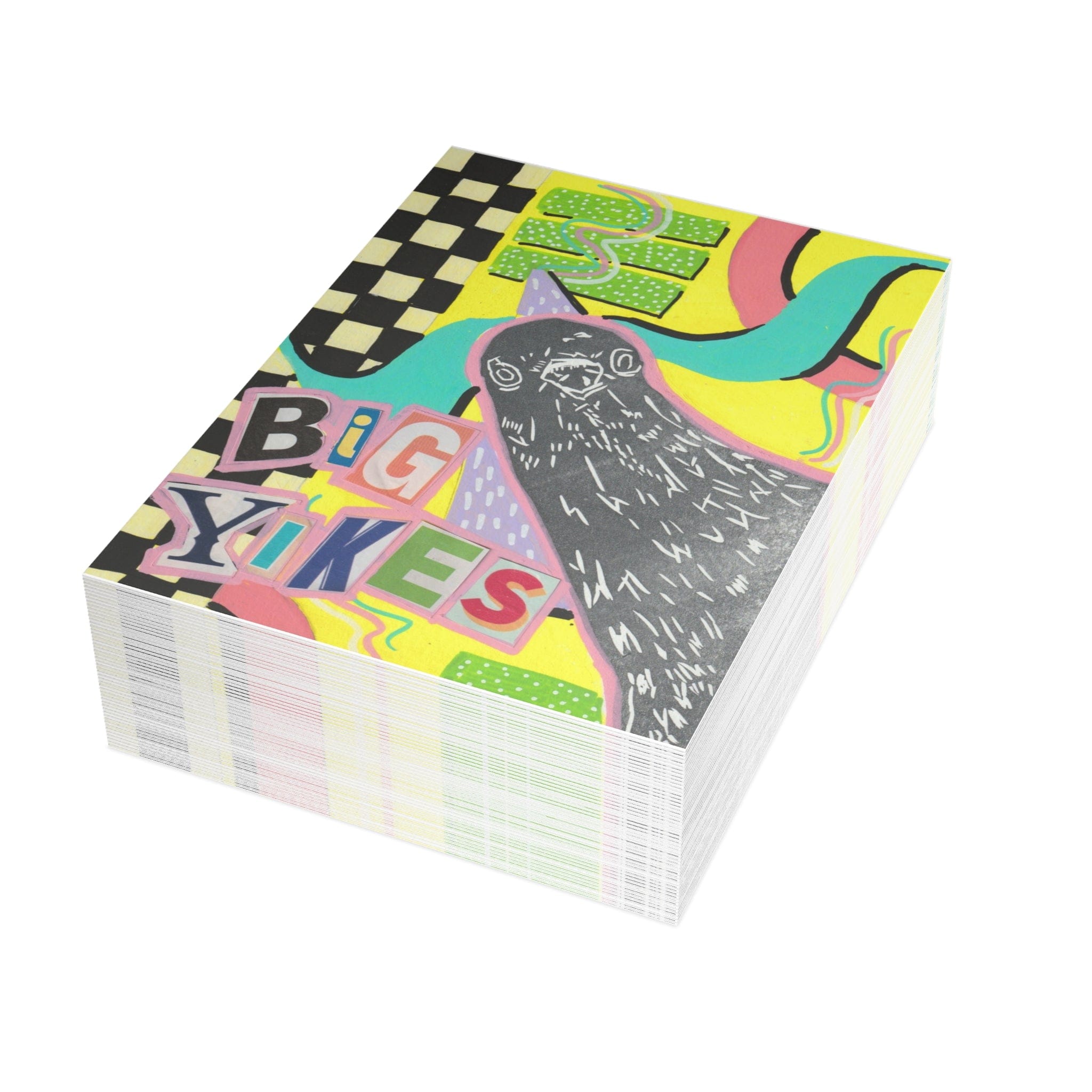 Printify Paper products 5" x 7" (Vertical) / Coated (one side) / 50 pcs "Big Yikes" Greeting Cards (1, 10, 30, and 50pcs)