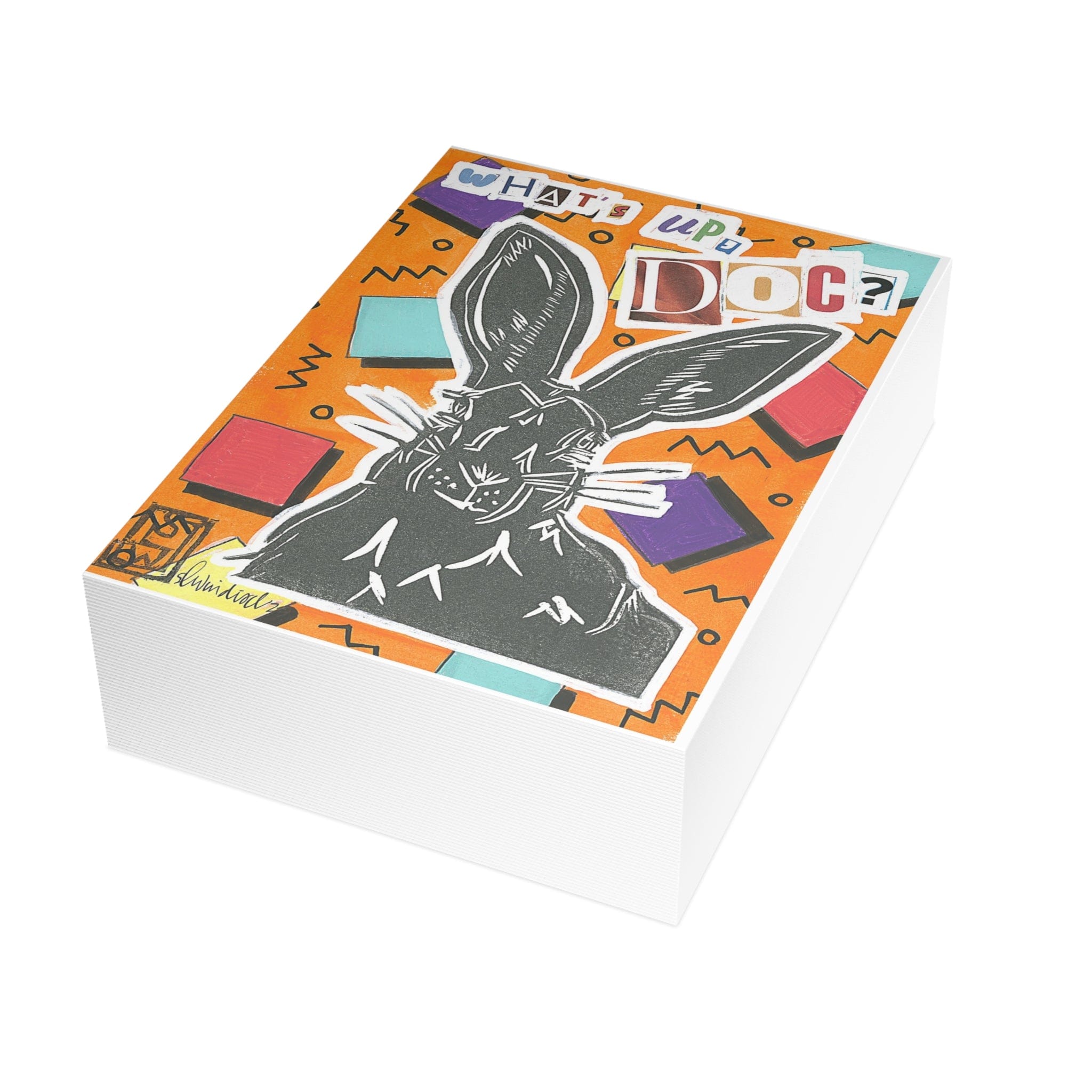 Printify Paper products 5" x 7" (Vertical) / Coated (one side) / 50 pcs "Catchphrase Hare" Greeting Cards (1, 10, 30, and 50pcs)