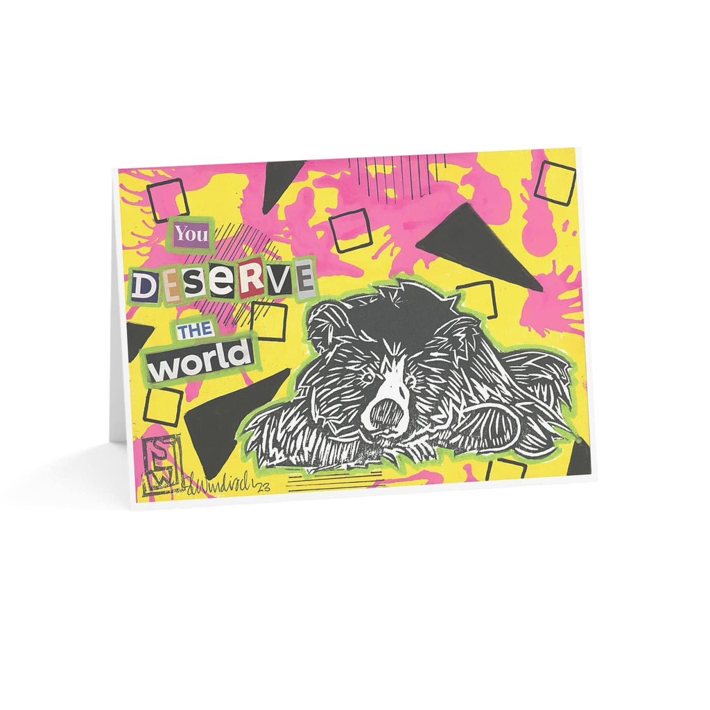 Printify Paper products 7" x 5" (Horizontal) / Coated (one side) / 1 pc "Affirmation Bear" Greeting Cards (1, 10, 30, and 50 pcs)