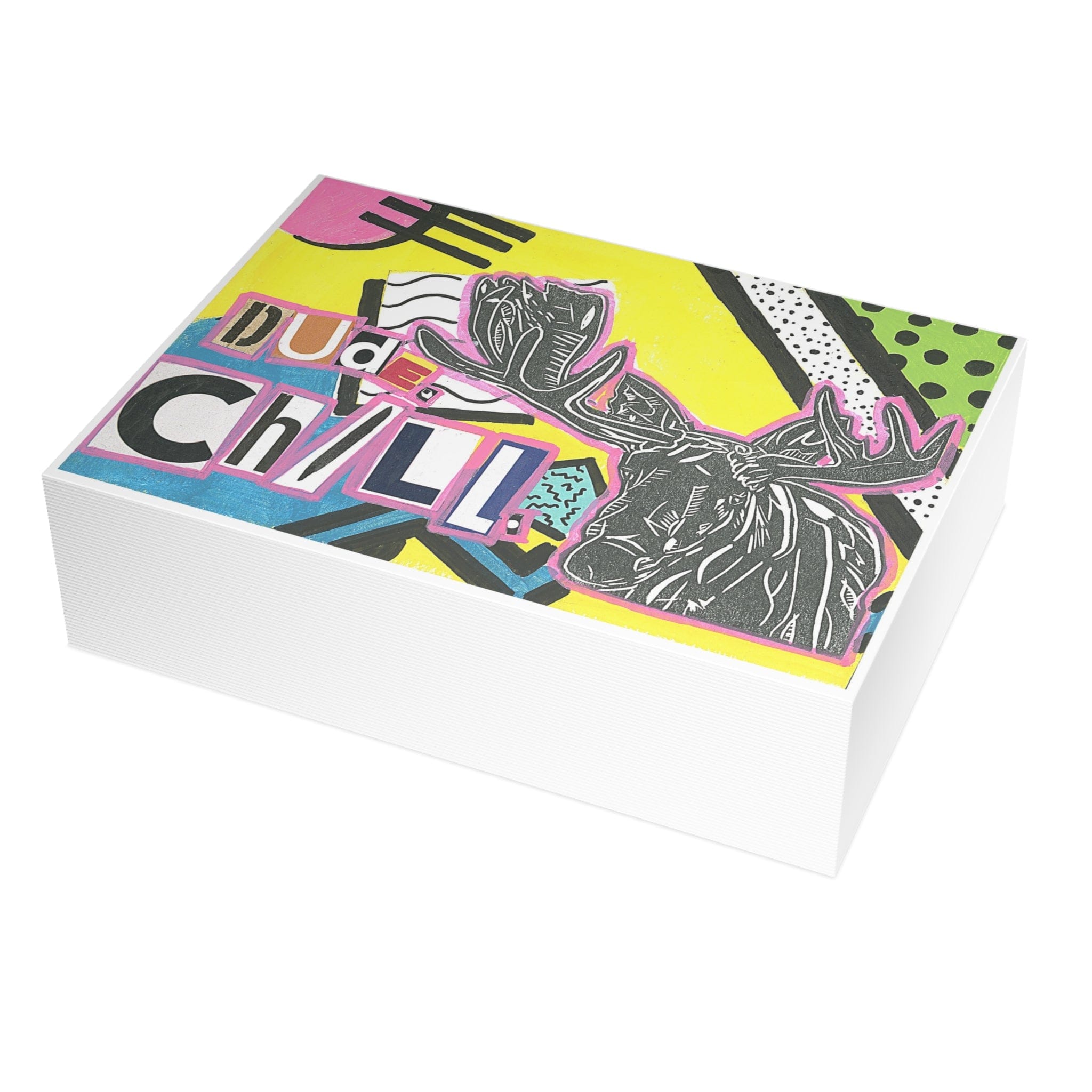 Printify Paper products 7" x 5" (Horizontal) / Coated (one side) / 50 pcs "Moose Says Relax" Greeting Cards (1, 10, 30, and 50 pcs)