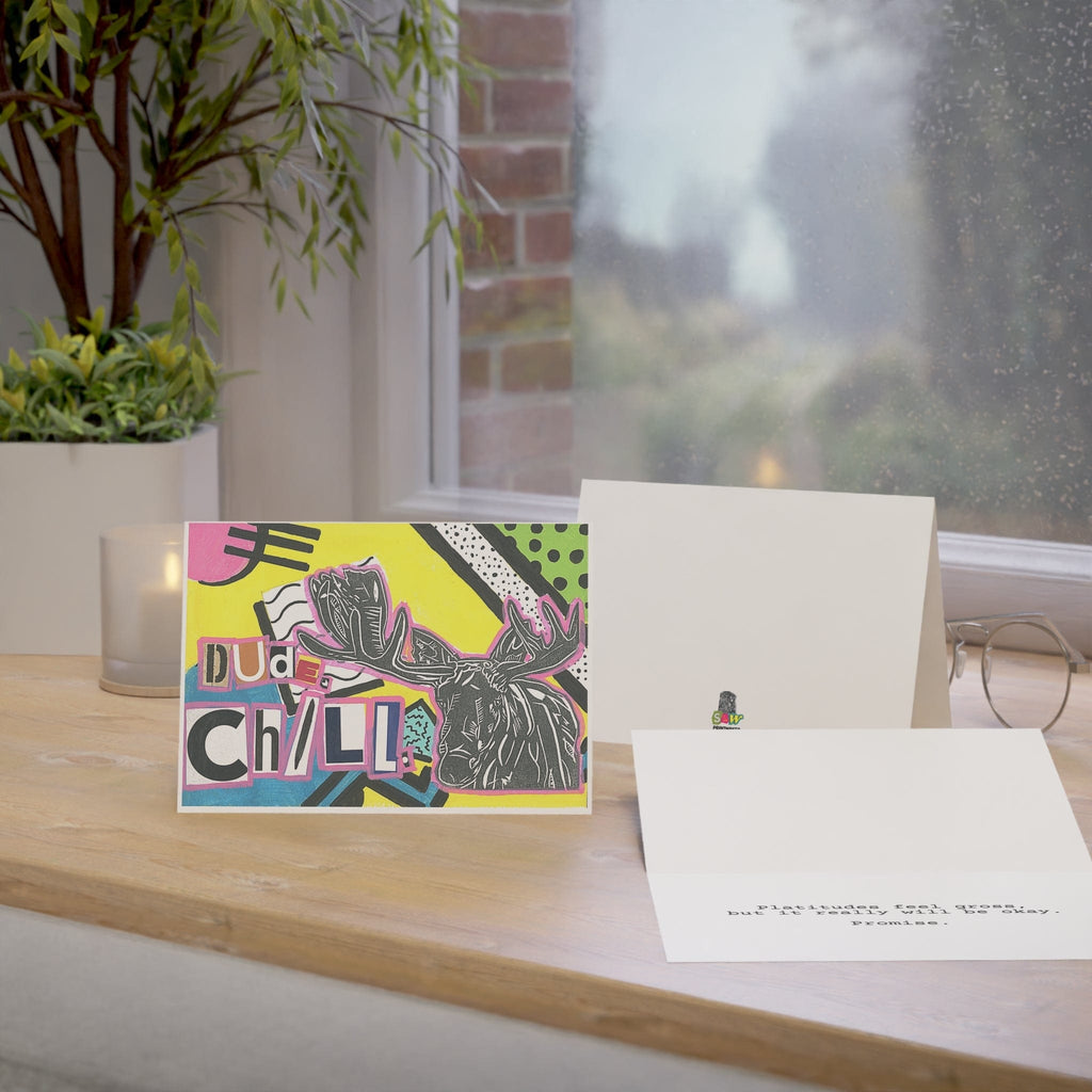 Printify Paper products "Moose Says Relax" Greeting Cards (1, 10, 30, and 50 pcs)