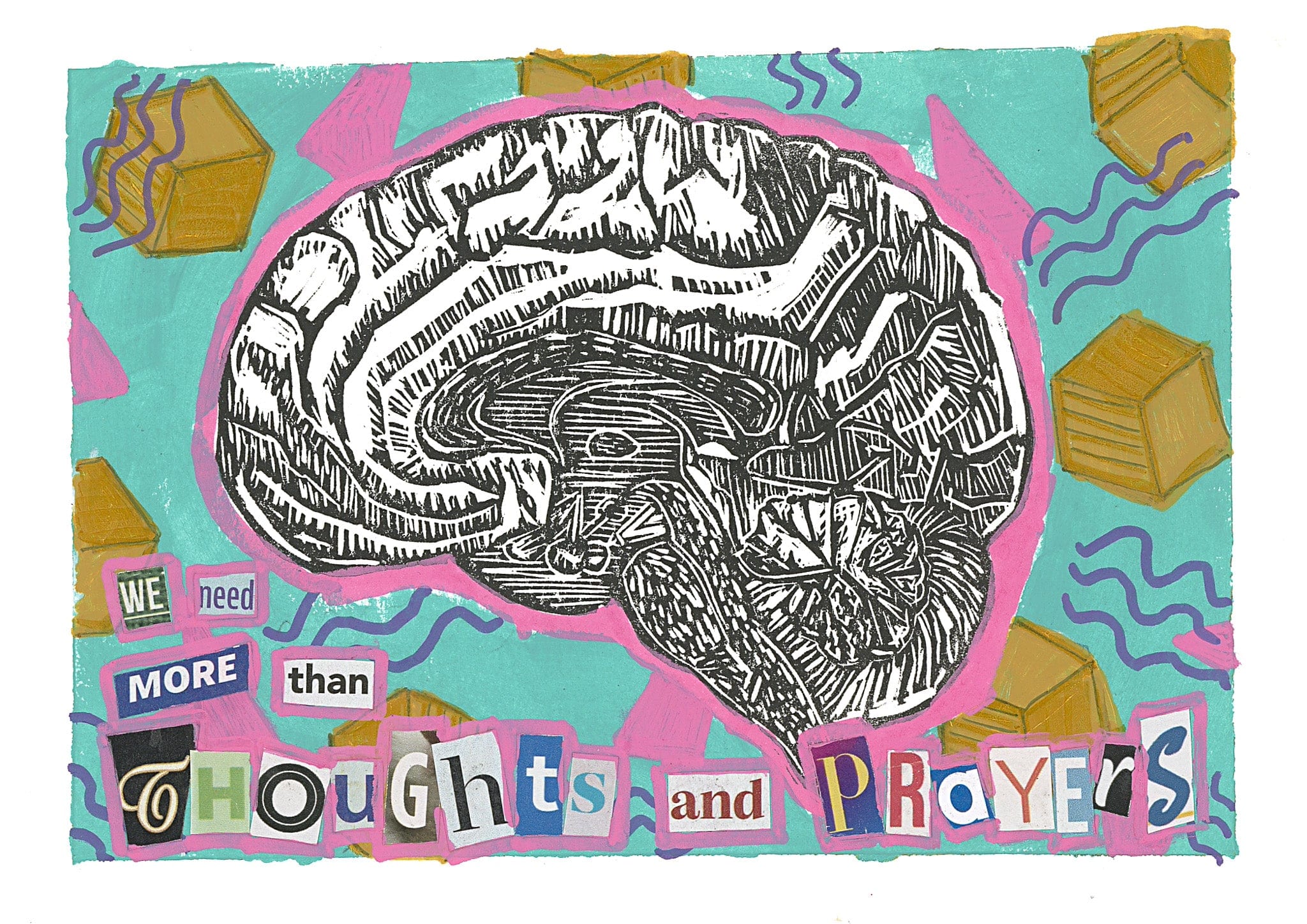 Sarah Louise Windisch | Printmaker art print Thoughts and Prayers Art Prints