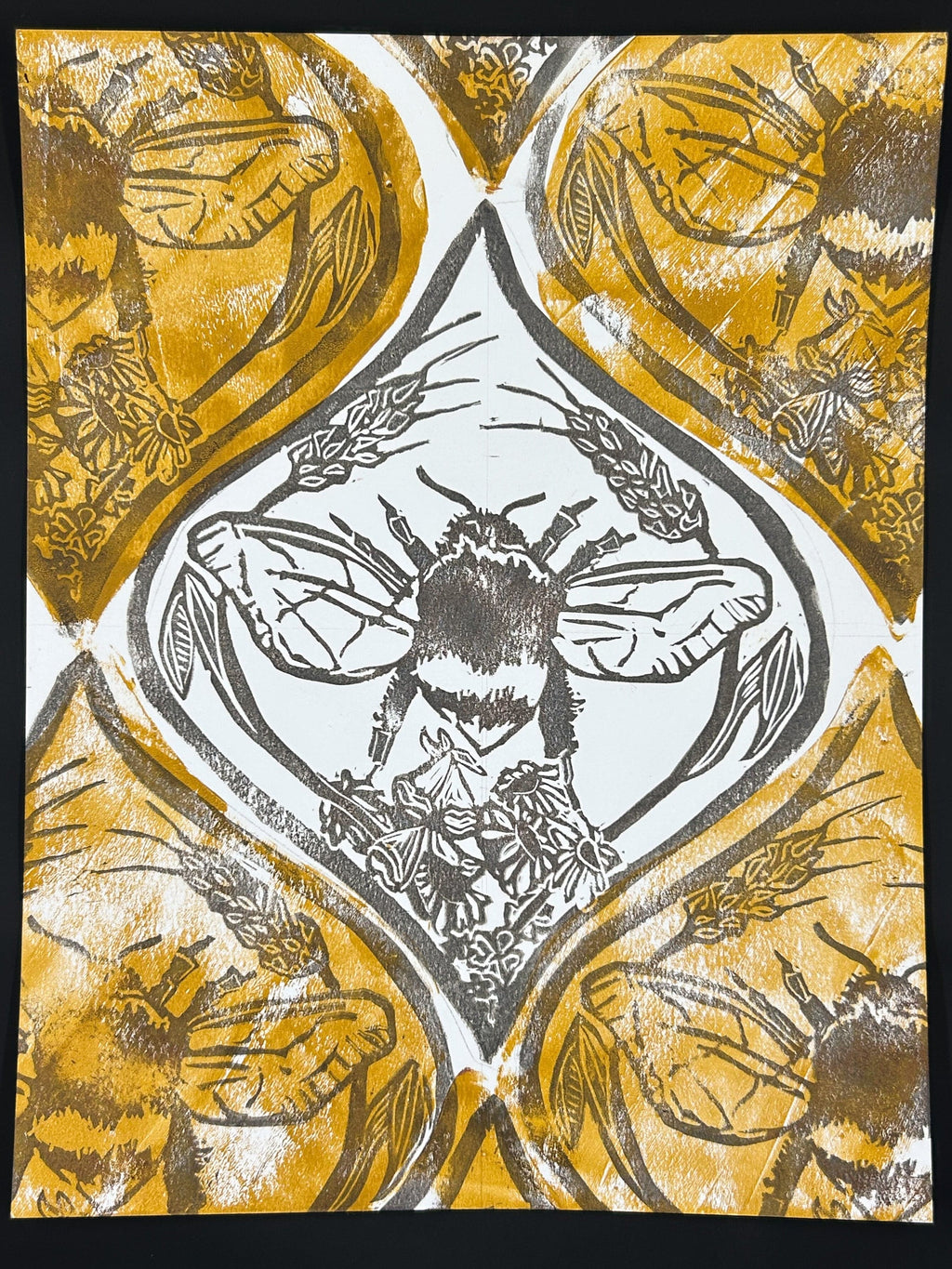 Sarah Louise Windisch | Printmaker "Bee Tessellation" – Monoprint & Block Print
