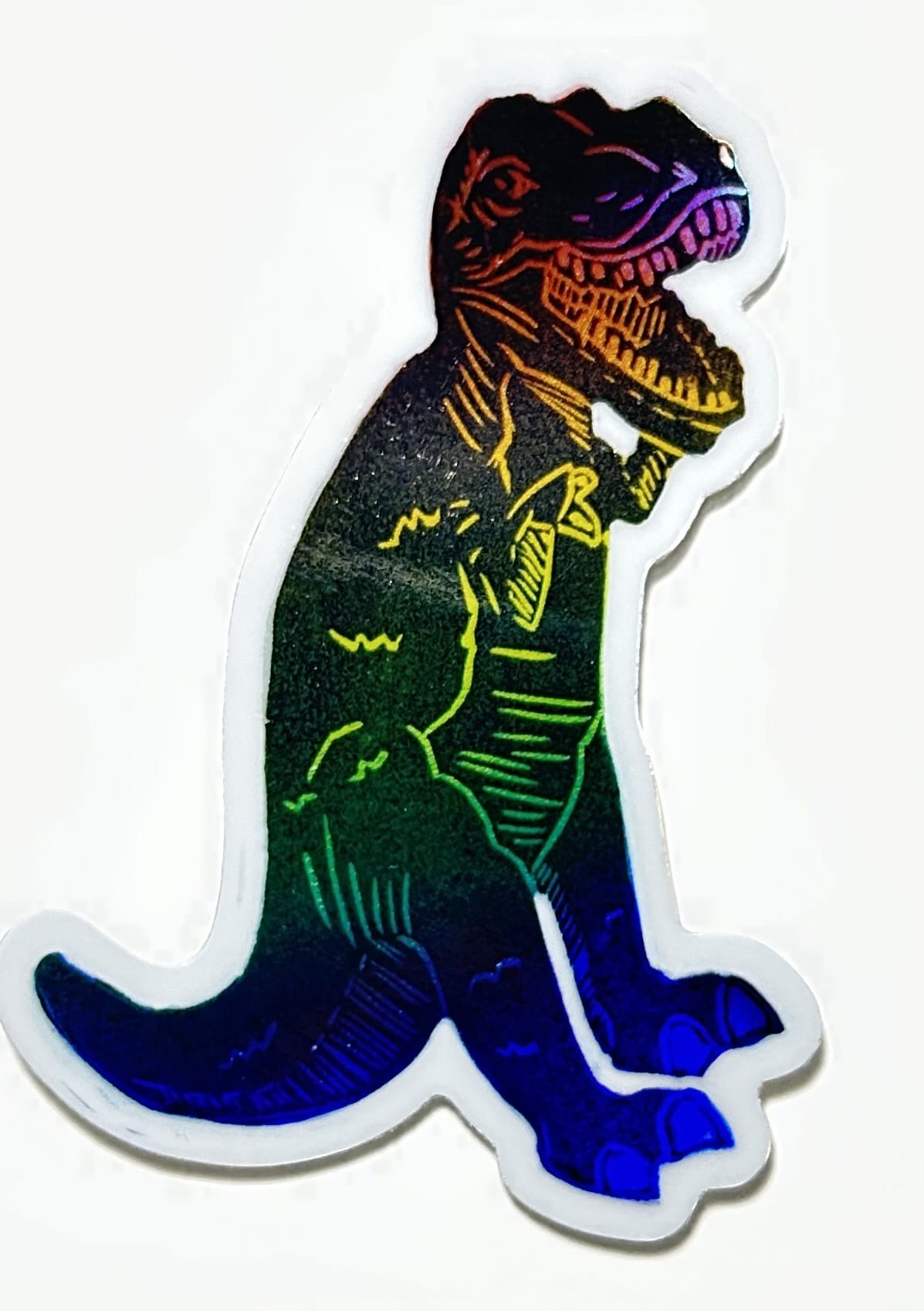 Sarah Louise Windisch | Printmaker Rainbow Holographic T-Rex Sticker