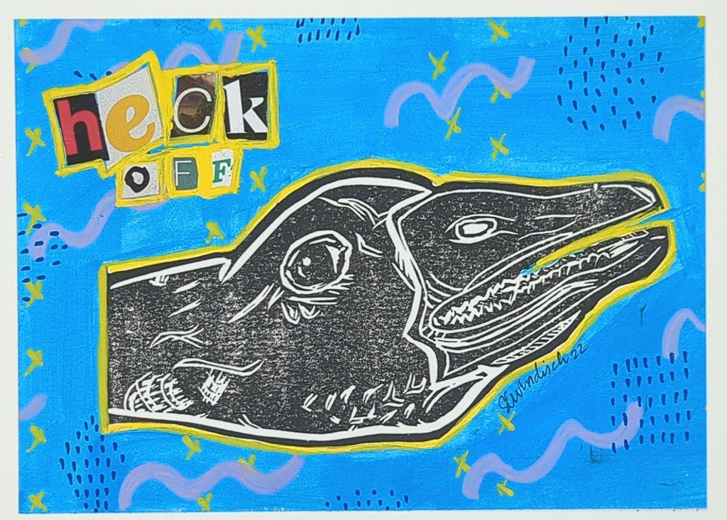 Sarah Louise Windisch | Printmaker art print Horrible Goose - Heck Off Art Prints
