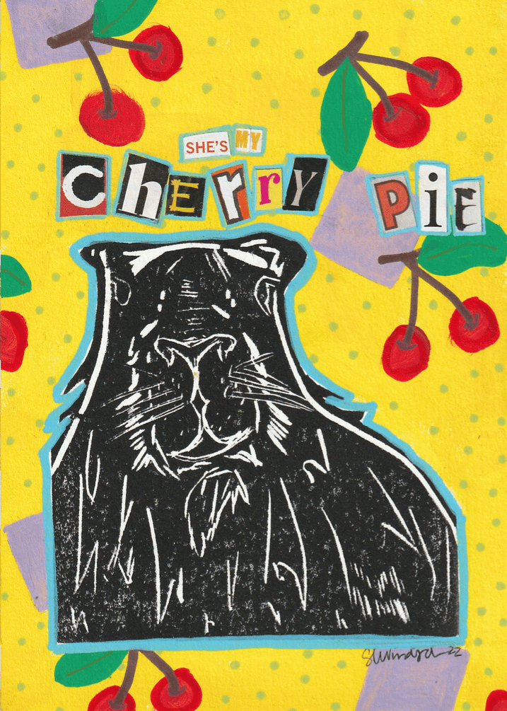 Sarah Louise Windisch | Printmaker Original Artwork Casanova Capy #3 - Cherry Pie Original Artwork - Angry Animals Series
