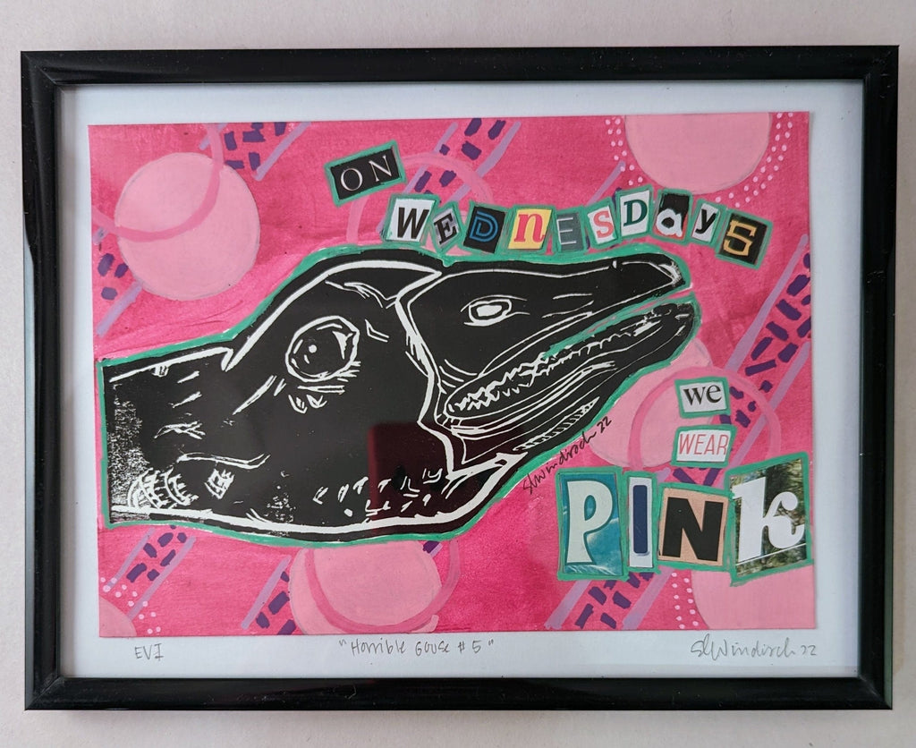 Sarah Louise Windisch | Printmaker Original Artwork Horrible Goose #5 - Mean Girls Original Artwork - Angry Animals Series