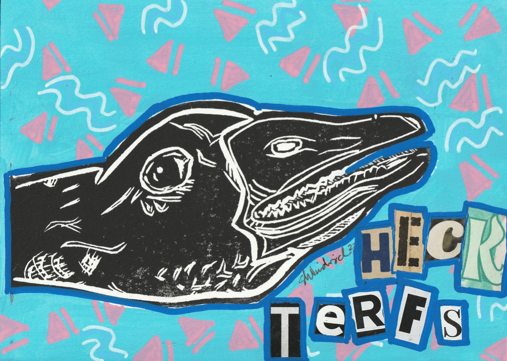 Sarah Louise Windisch | Printmaker Original Artwork Horrible Goose #6 - Heck TERFs Original Artwork - Angry Animals Series